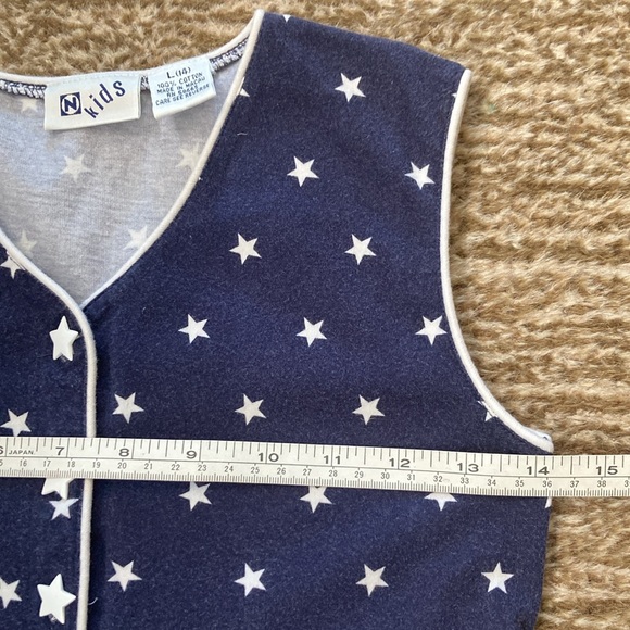 Vintage Blue & White Stars Dress N Kids Nordstrom Cotton Girls Large 14 90's Y2K - Picture 6 of 7